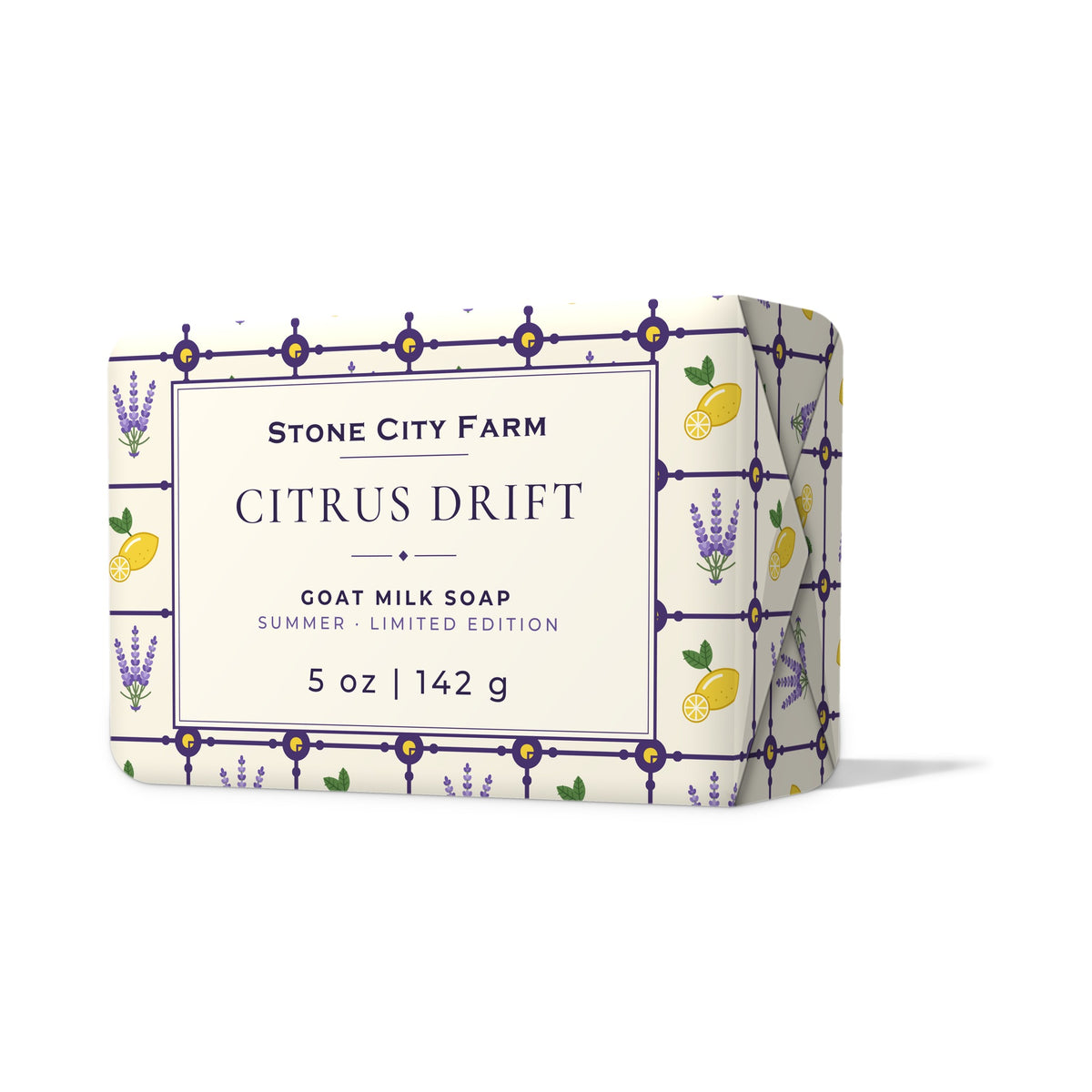 Citrus Drift Goat Milk Soap Front | Stone City Farm