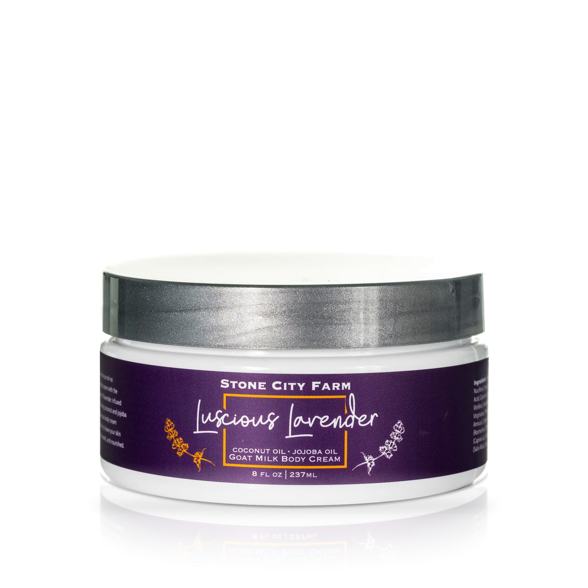 Luscious Lavender goat milk body cream, 8 fl oz jar