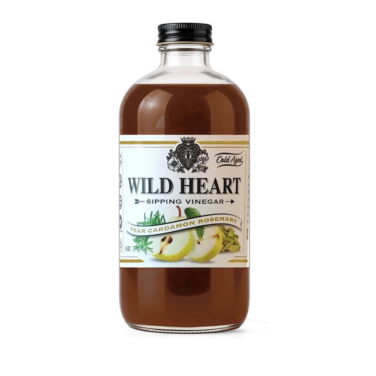 Wild Heart Pear Cardamom Rosemary sipping vinegar, 16 oz bottle