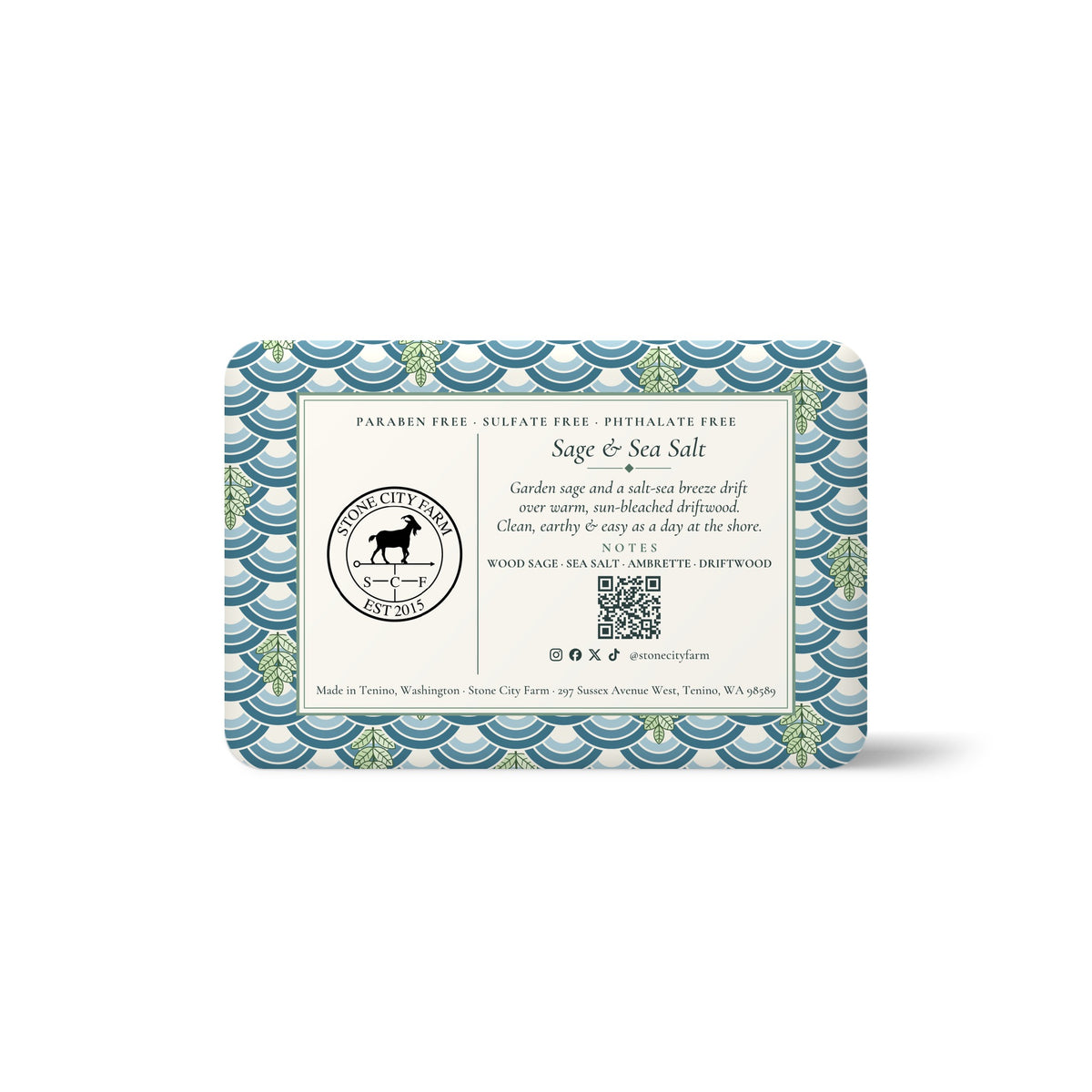 Sage & Sea Salt Goat Milk Soap Back | Stone City Farm