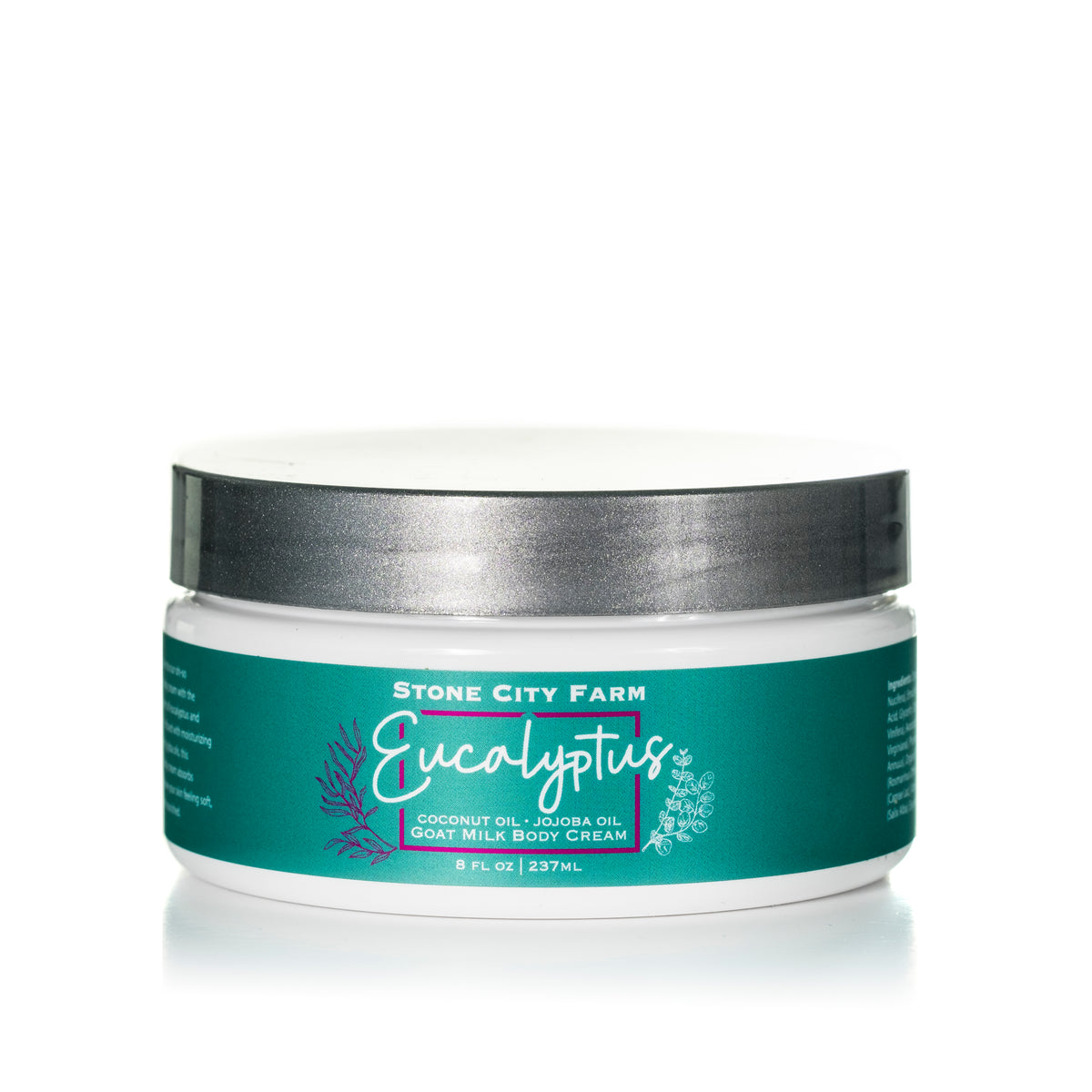 Eucalyptus Spearmint goat milk body cream, original studio photo with reflection