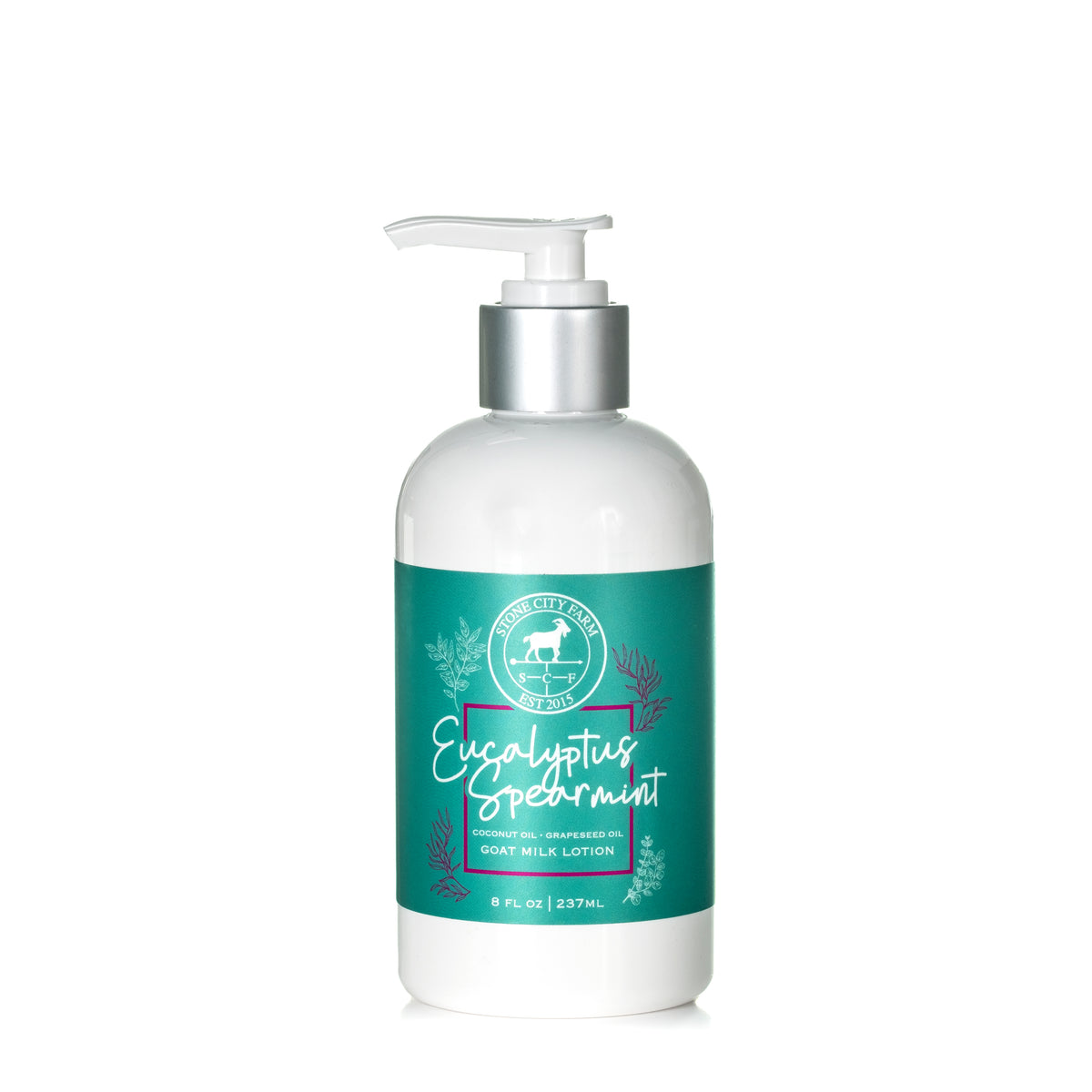 Eucalyptus Spearmint goat milk lotion, original studio photo with reflection