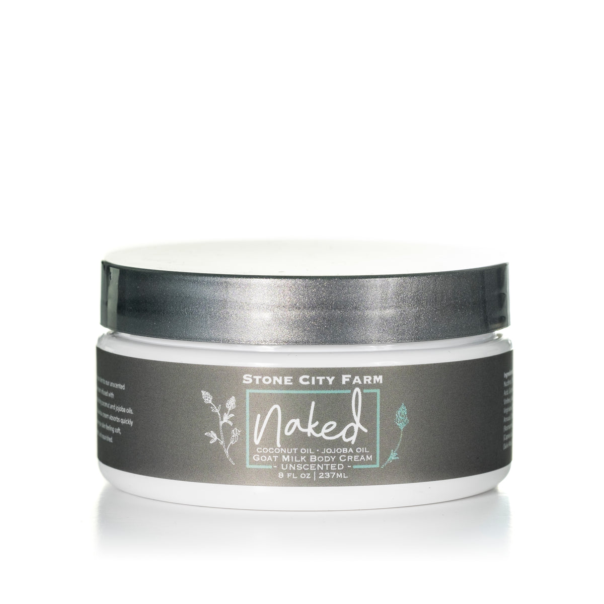 Naked unscented goat milk body cream, original studio photo with reflection